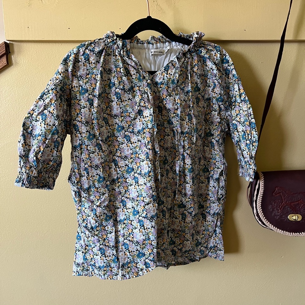 Liberty Floral Print Blouse with Ruffled Collar